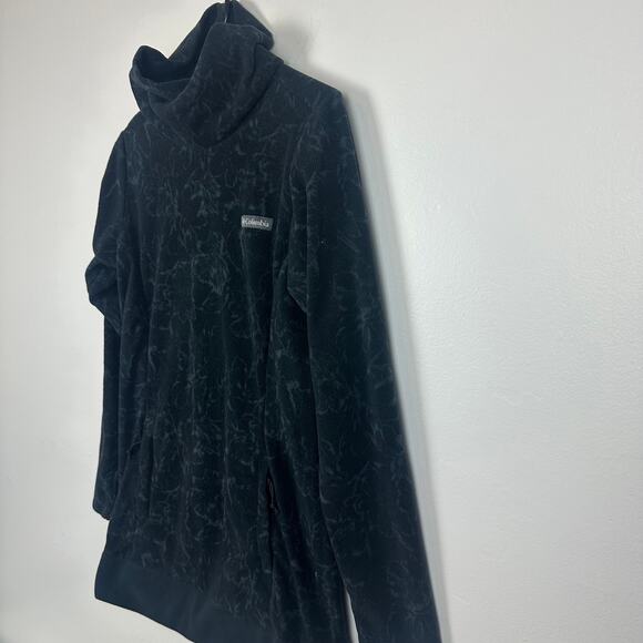 Columbia Womens Funnel Neck Long Marble Pattern Black Fleece Sweatshirt Small - Picture 4 of 10